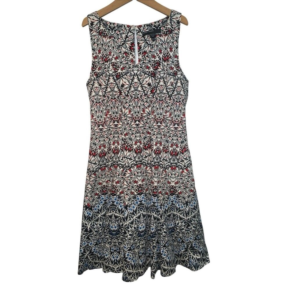 Maggy London Women’s Size 4 Sleeveless Multicolor Flare Dress Keyhole Closure - Picture 2 of 9